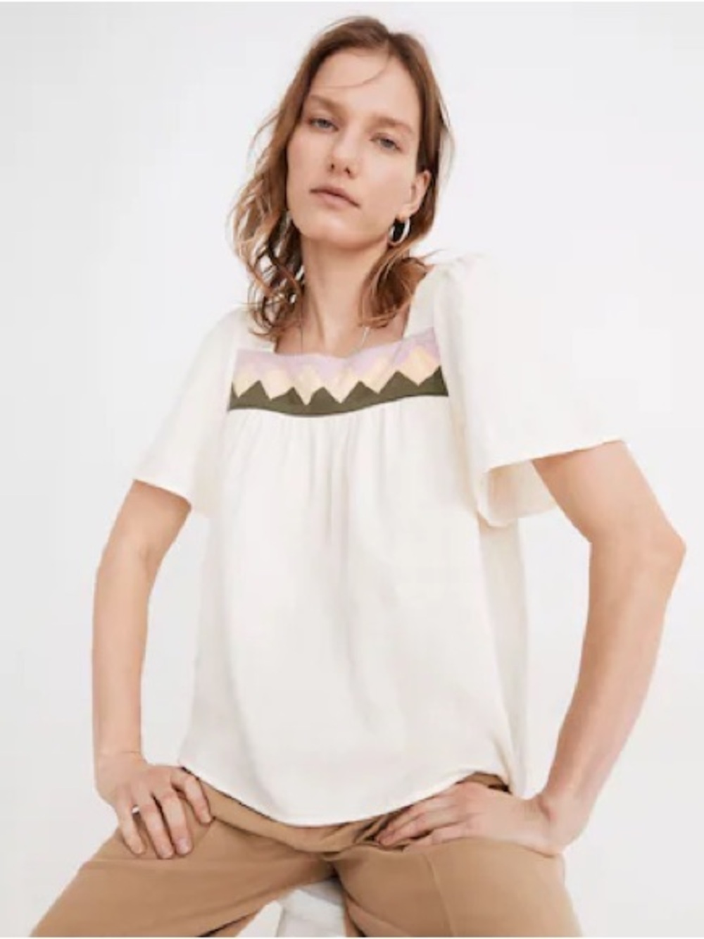 Madewell Patchwork Square-Neck Blouse